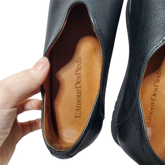 L’Amour Des Pieds Black Point Toe Leather Flats Sz 6 Comfort Dressy Casual - Picture 8 of 10